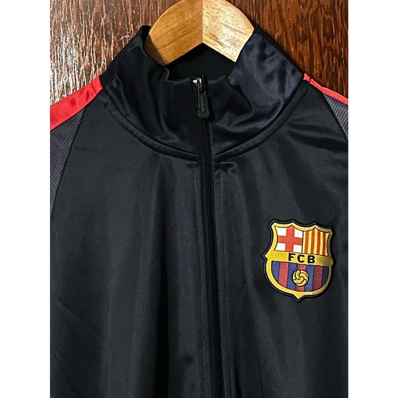 FCB BARCELONA SOCCER JACKET FOOTBALL FULL ZIP TRACK ACTIVE LARGE L - Picture 1 of 6